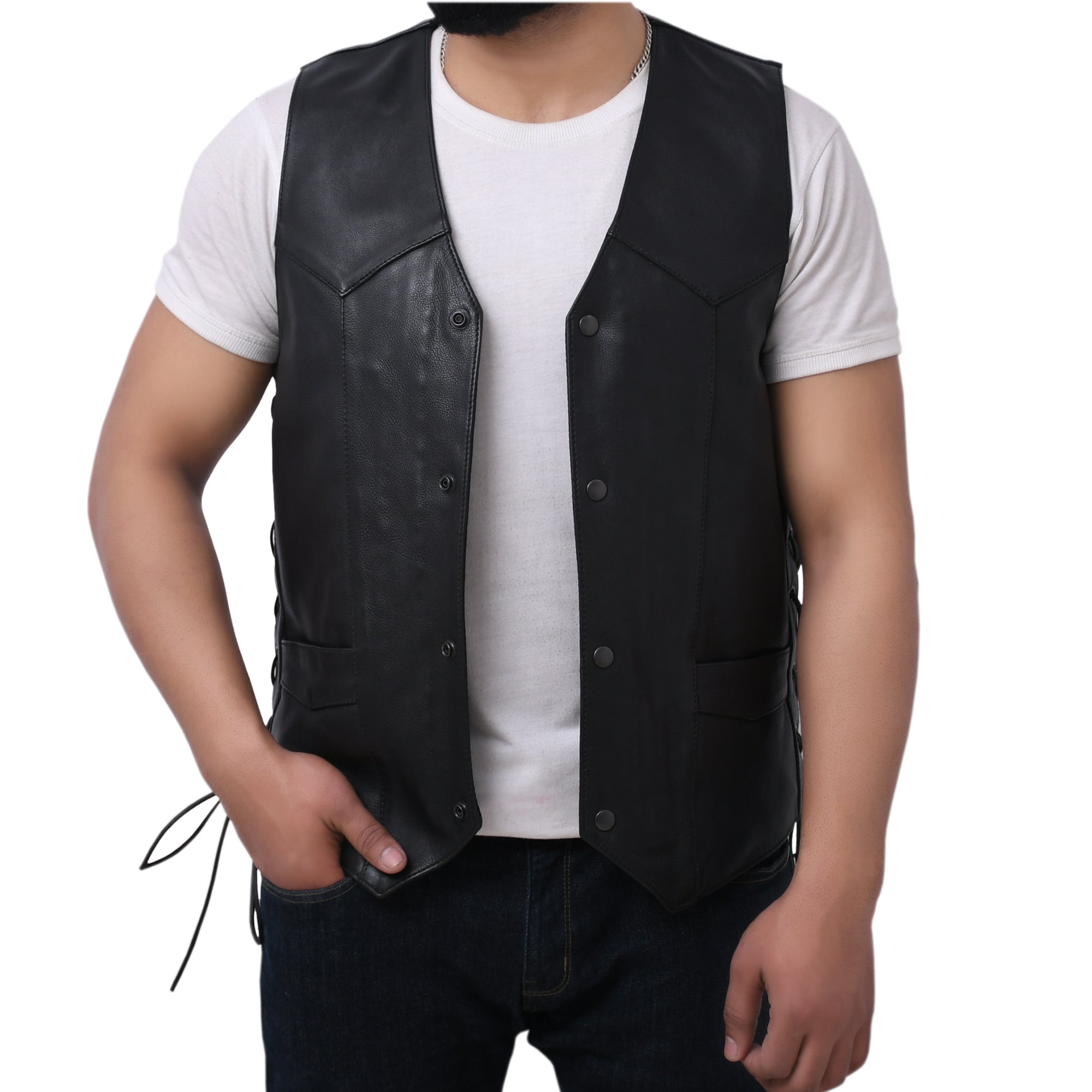 DELANEY - Motorcycle Leather Vest Men's Leather Vest Best Leather Ny