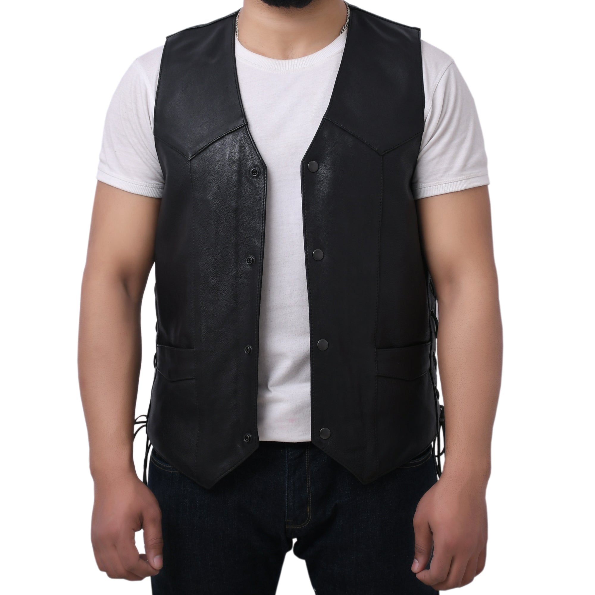 DELANEY - Motorcycle Leather Vest Men's Leather Vest Best Leather Ny S