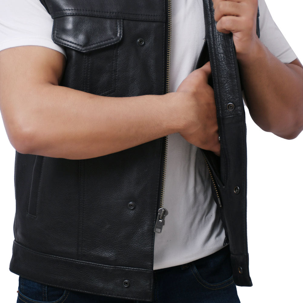 LOGAN - Motorcycle Leather Vest Men's Leather Vest Best Leather Ny