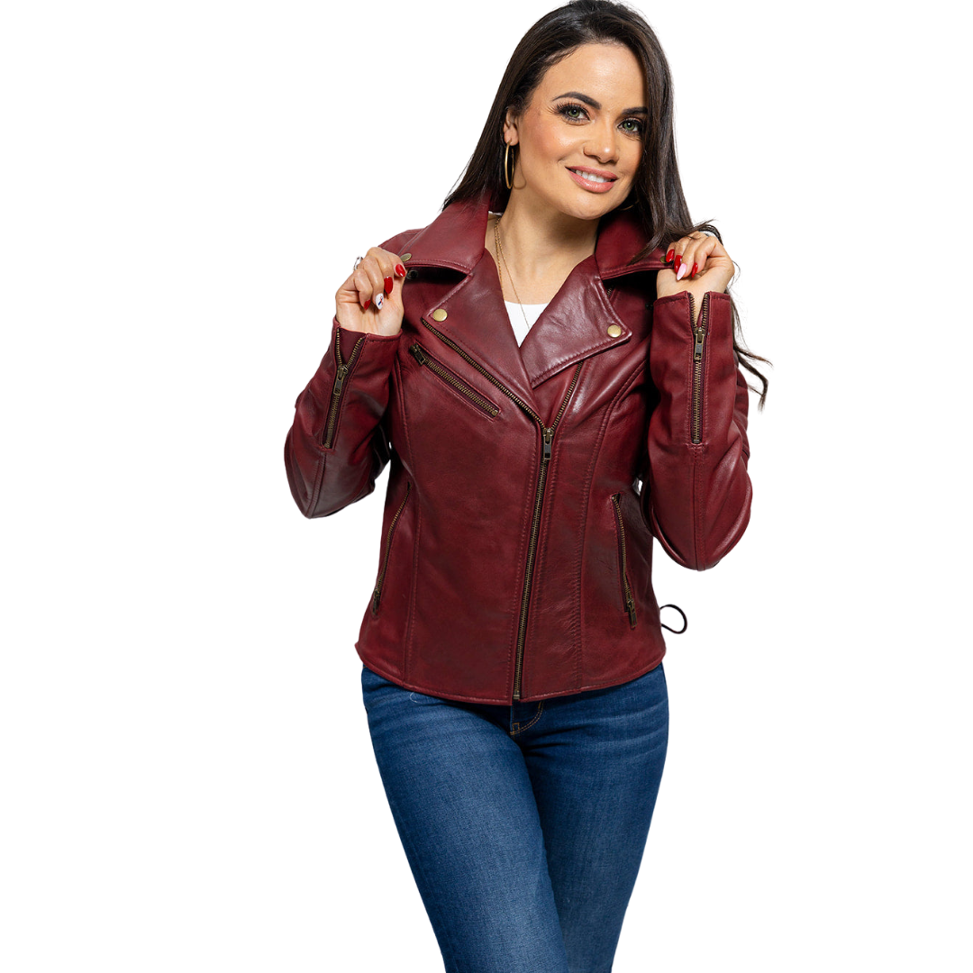 Princess Fashion Lambskin Leather Jacket Women's Fashion Moto Leather Jacket FMCo