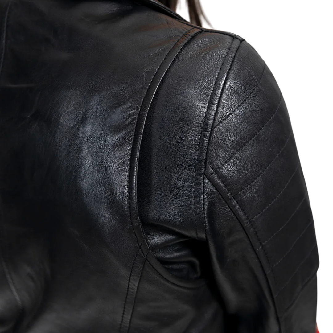 Princess Fashion Lambskin Leather Jacket Women's Fashion Moto Leather Jacket FMCo