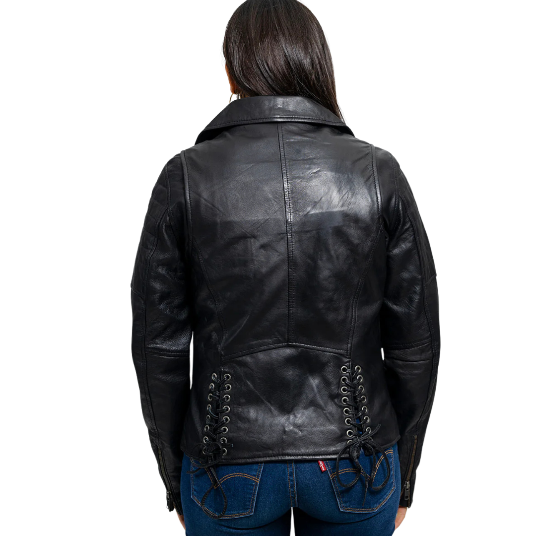 Princess Fashion Lambskin Leather Jacket Women's Fashion Moto Leather Jacket FMCo