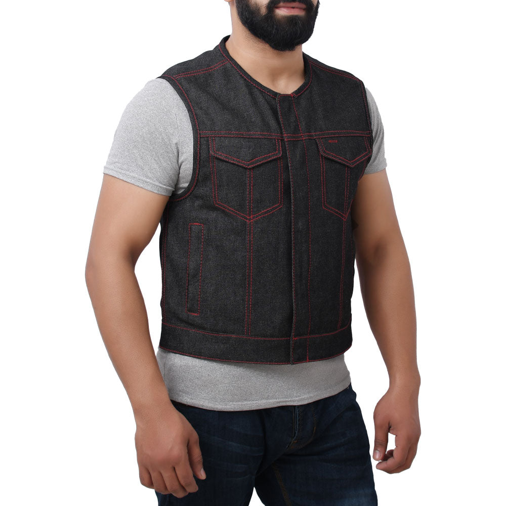 FELIX - Motorcycle Denim Vest Men's Denim Vest Best Leather Ny