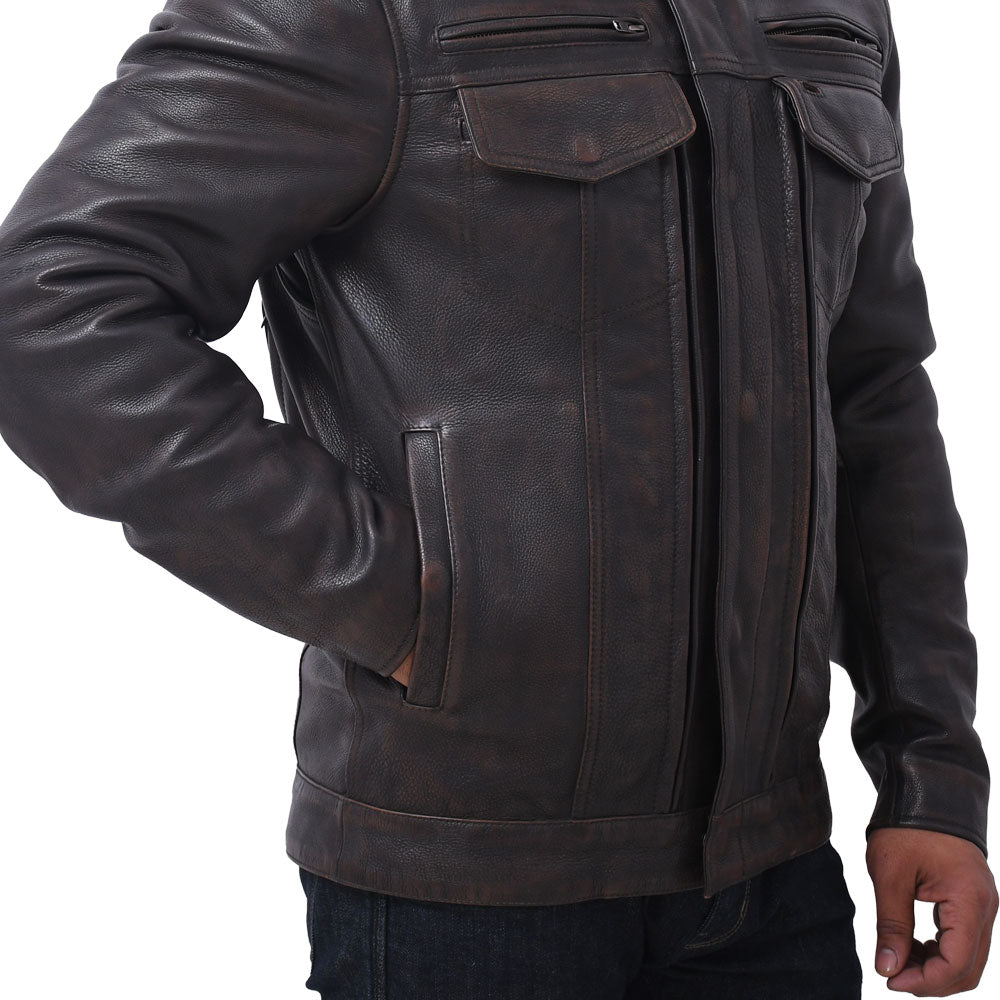 Hunter - Men's Leather Motorcycle Jacket Copper Men's Motorcycle Jacket Best Leather Ny