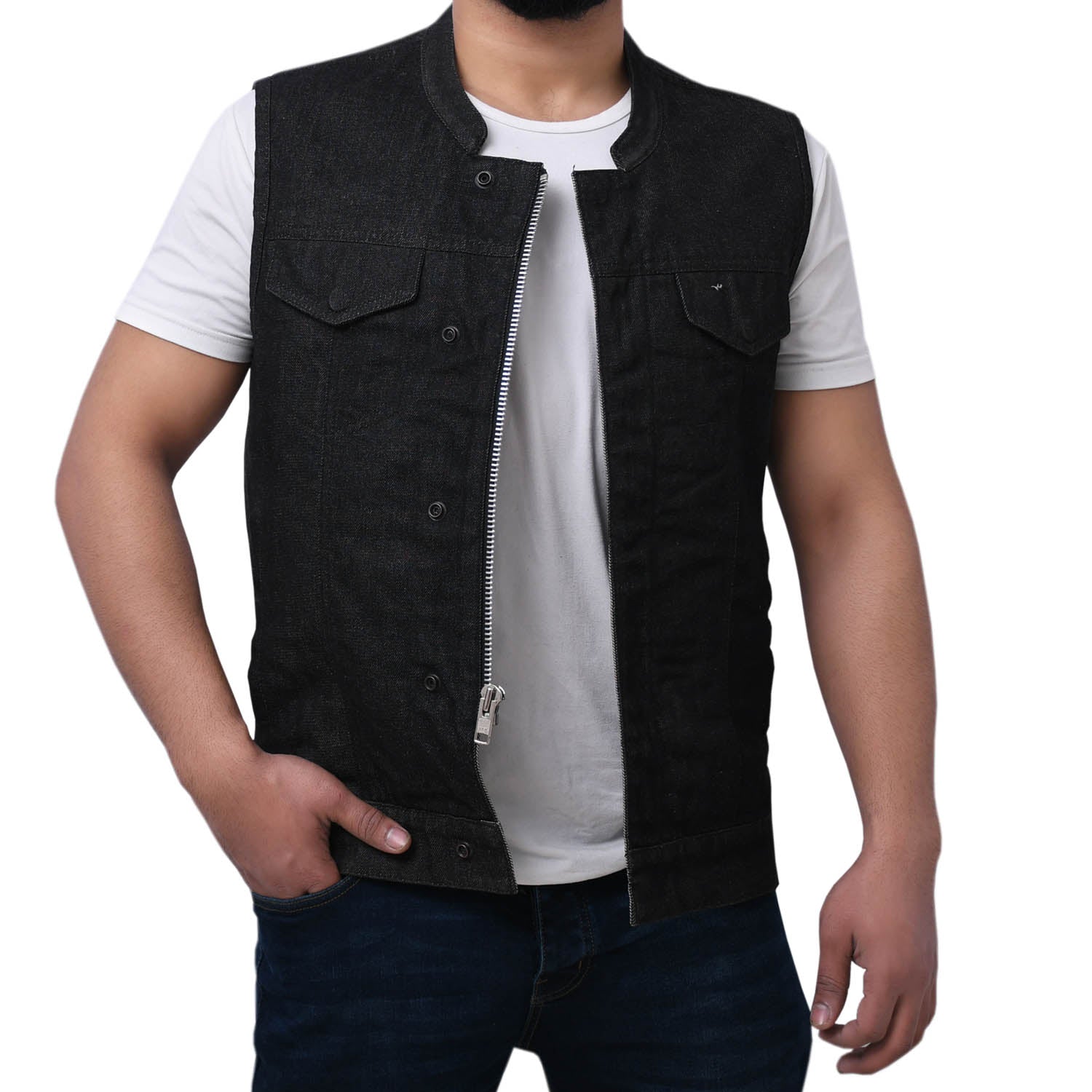 DAREG - Motorcycle Denim Vest Men's Denim Vest Best Leather Ny