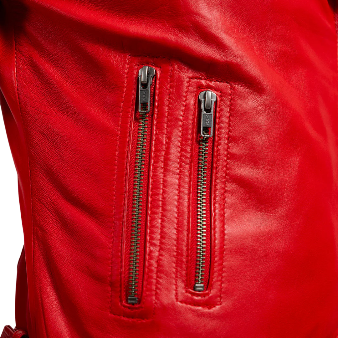 Chloe - Women's Fashion Lambskin Leather Jacket (Red Fire) Women's Fashion Leather Jacket Best Leather Ny