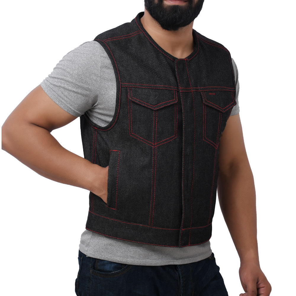 FELIX - Motorcycle Denim Vest Men's Denim Vest Best Leather Ny