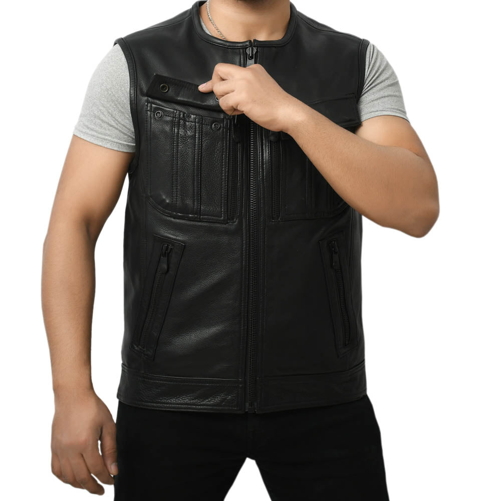 STOWE - Motorcycle Leather Vest Men's Leather Vest Best Leather Ny