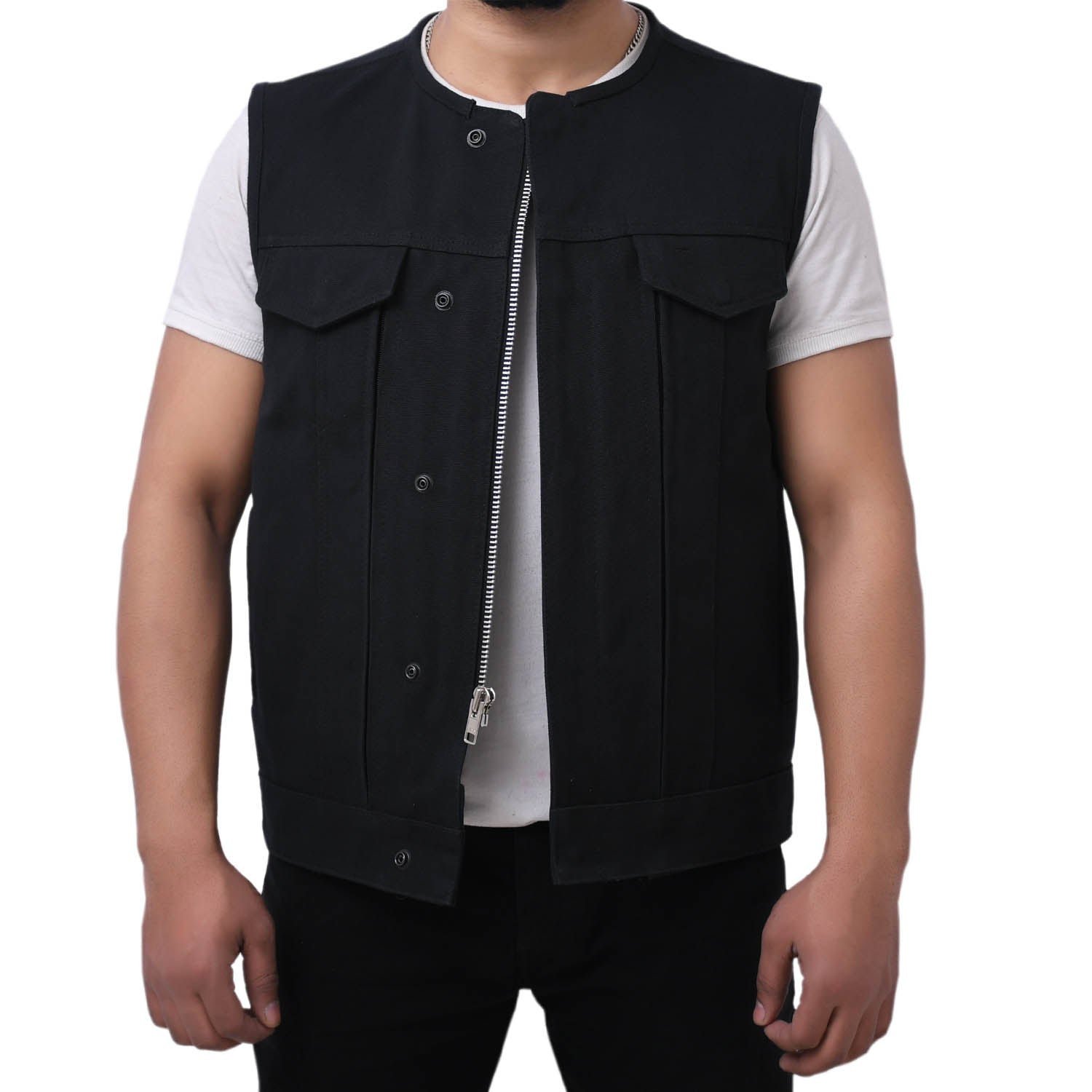 CLARK - Motorcycle Canvas Vest Men's Canvas Vests Best Leather Ny S