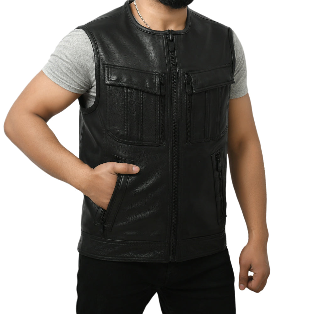 STOWE - Motorcycle Leather Vest Men's Leather Vest Best Leather Ny