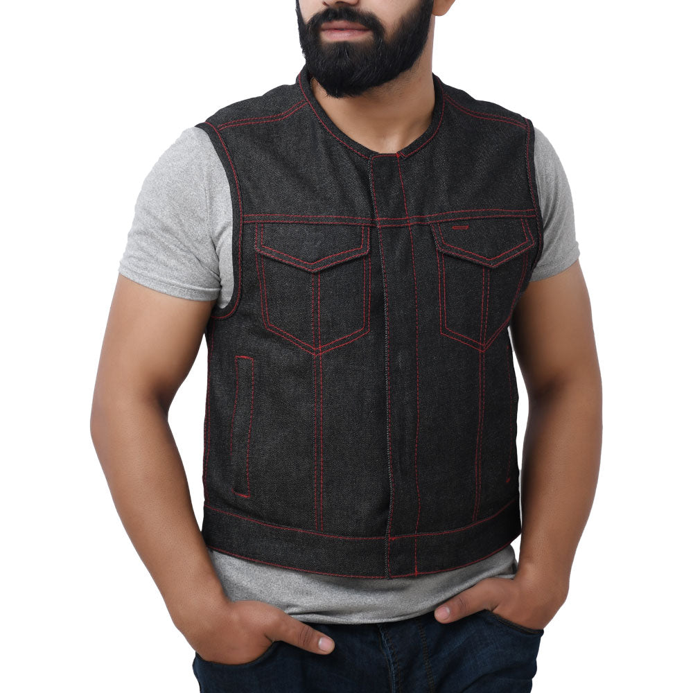 FELIX - Motorcycle Denim Vest Men's Denim Vest Best Leather Ny