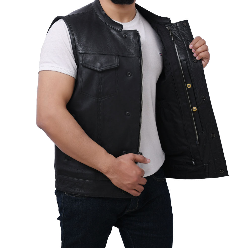 JETT - Motorcycle Leather Vest Men's Leather Vest Best Leather Ny