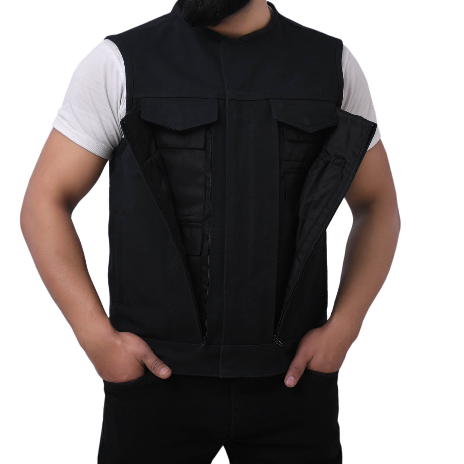 CLARK - Motorcycle Canvas Vest Men's Canvas Vests Best Leather Ny