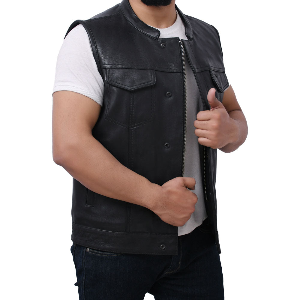 JETT - Motorcycle Leather Vest Men's Leather Vest Best Leather Ny