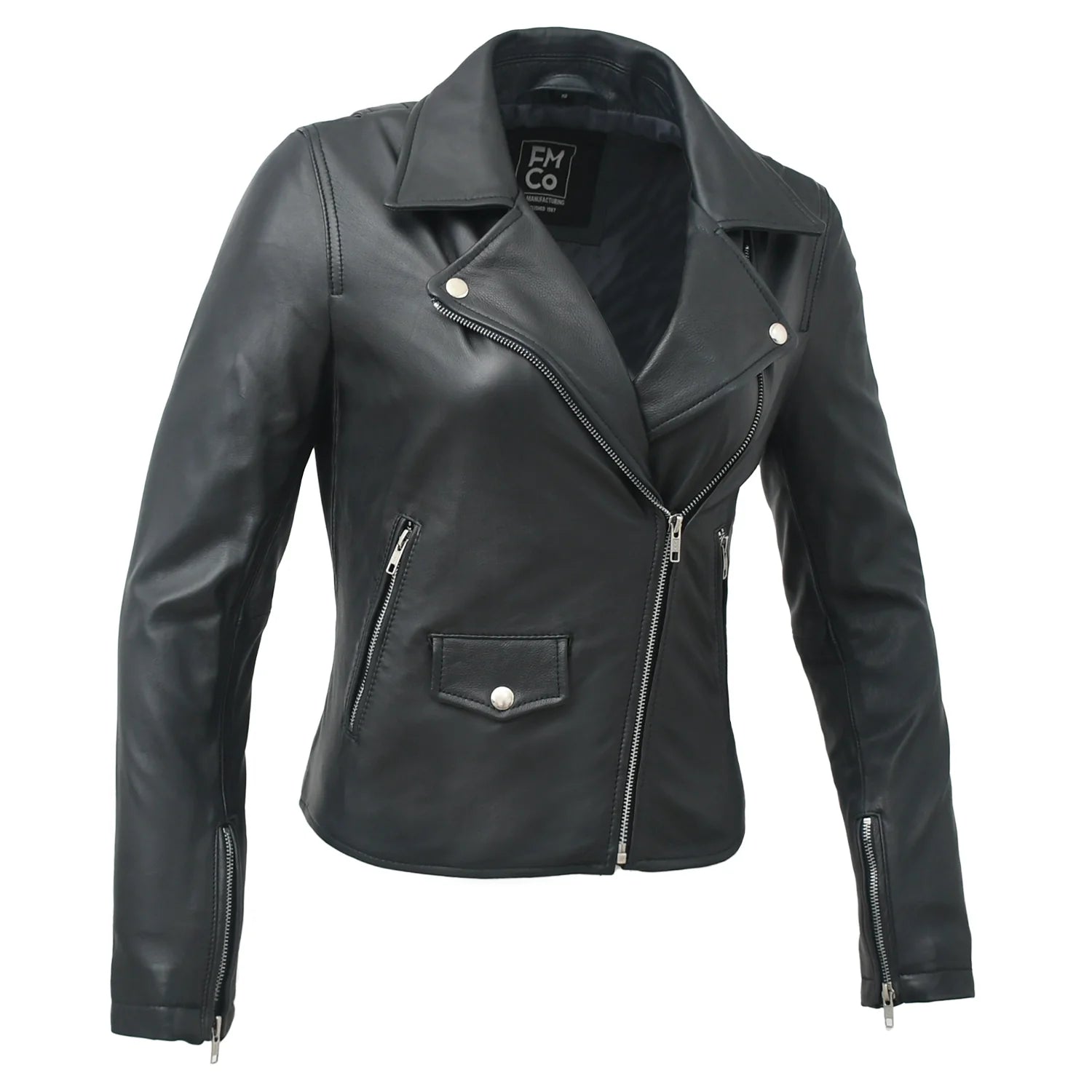Lennox Moto Style Leather Jacket Women's Fashion Leather Jacket FMCo