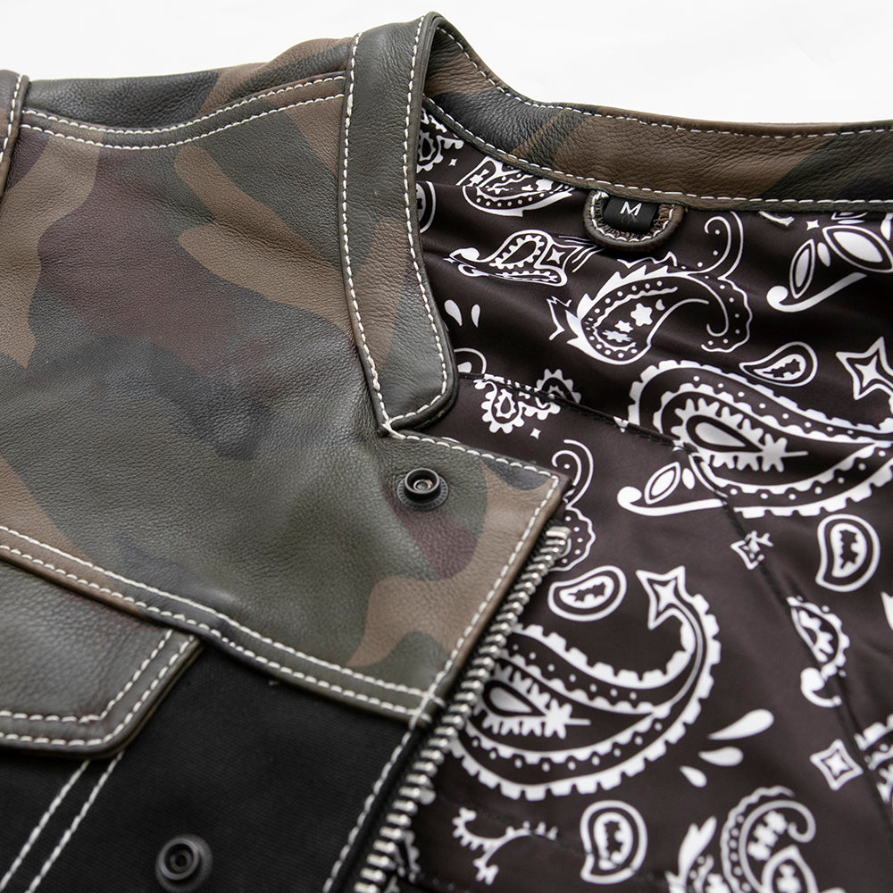 Defender Motorcycle Leather Canvas Vest Factory Customs Best Leather Ny