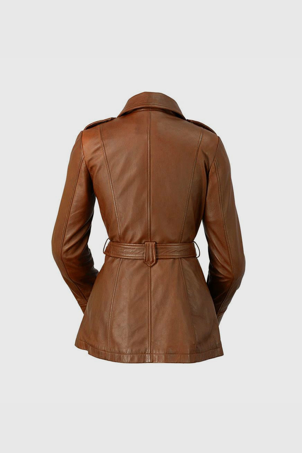 Traci - Women's Fashion Leather Trench Coat (Dark Cognac) Women's Fashion Leather Jacket Best Leather Ny