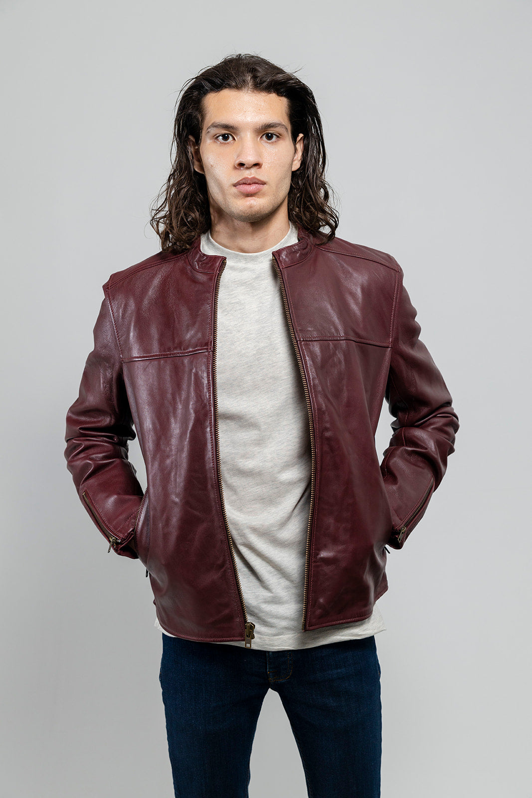Grayson - Men's Fashion Lambskin Leather Jacket (Oxblood) Men's Fashion Leather Jacket Best Leather Ny