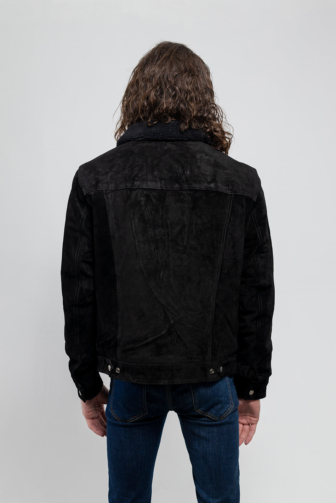 Luke - Men's Shearling Cow Suede Jacket (Black) Men's Fashion Leather Jacket Best Leather Ny