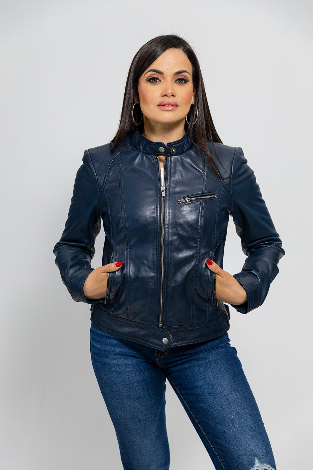 Favorite - Women's Fashion Leather Jacket (Night Blue) Women's Fashion Leather Jacket Best Leather Ny