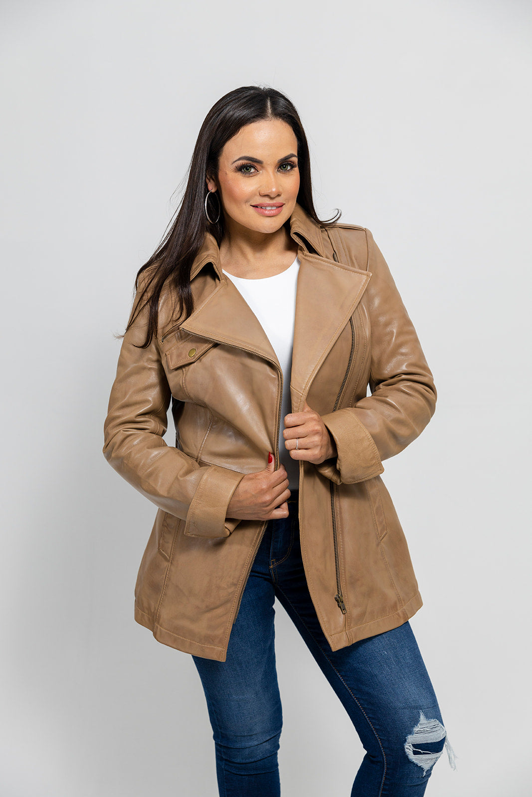 Traci - Women's Fashion Leather Coat (Camel) Women's Fashion Leather Jacket Best Leather Ny