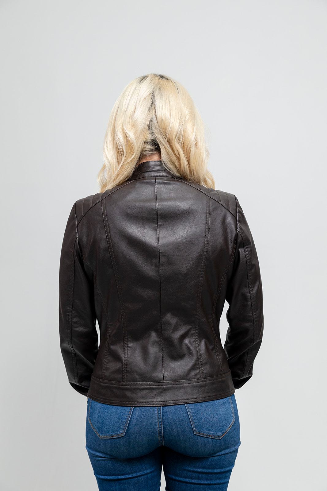 Beverly Women's Vegan Faux Leather/Perforated Jacket Women's Fashion Leather Jacket FMCo