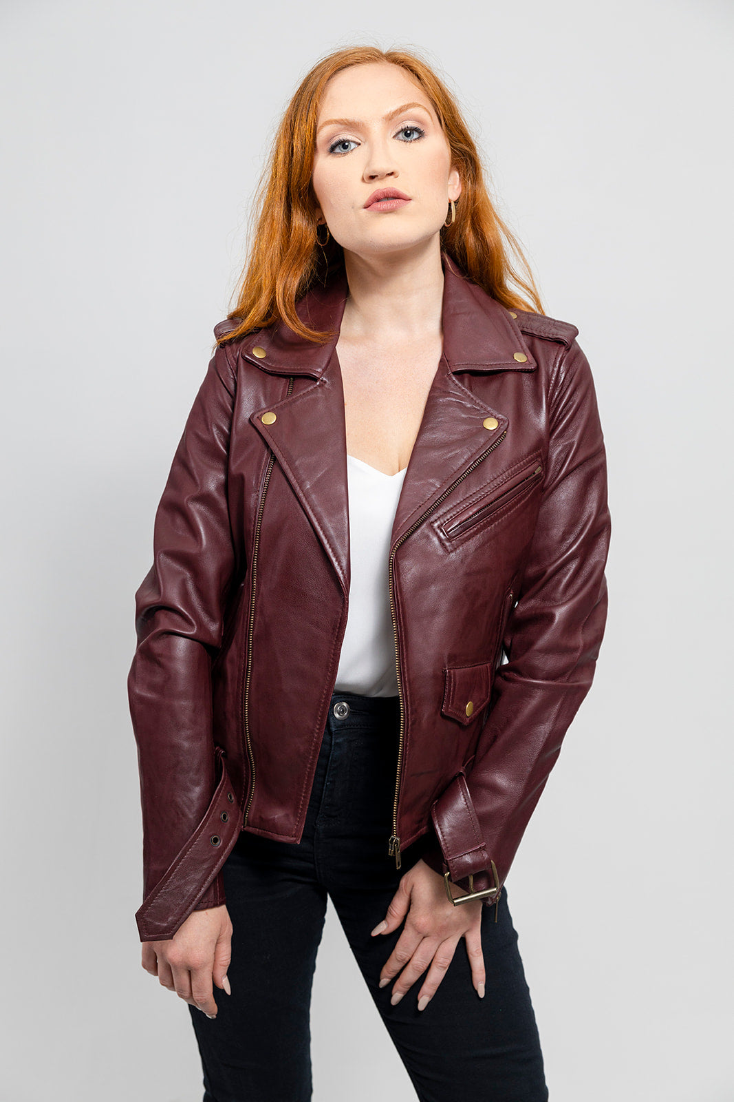 Rebel - Women's Fashion Lambskin Leather Jacket (Oxblood) Women's Fashion Leather Jacket Best Leather Ny