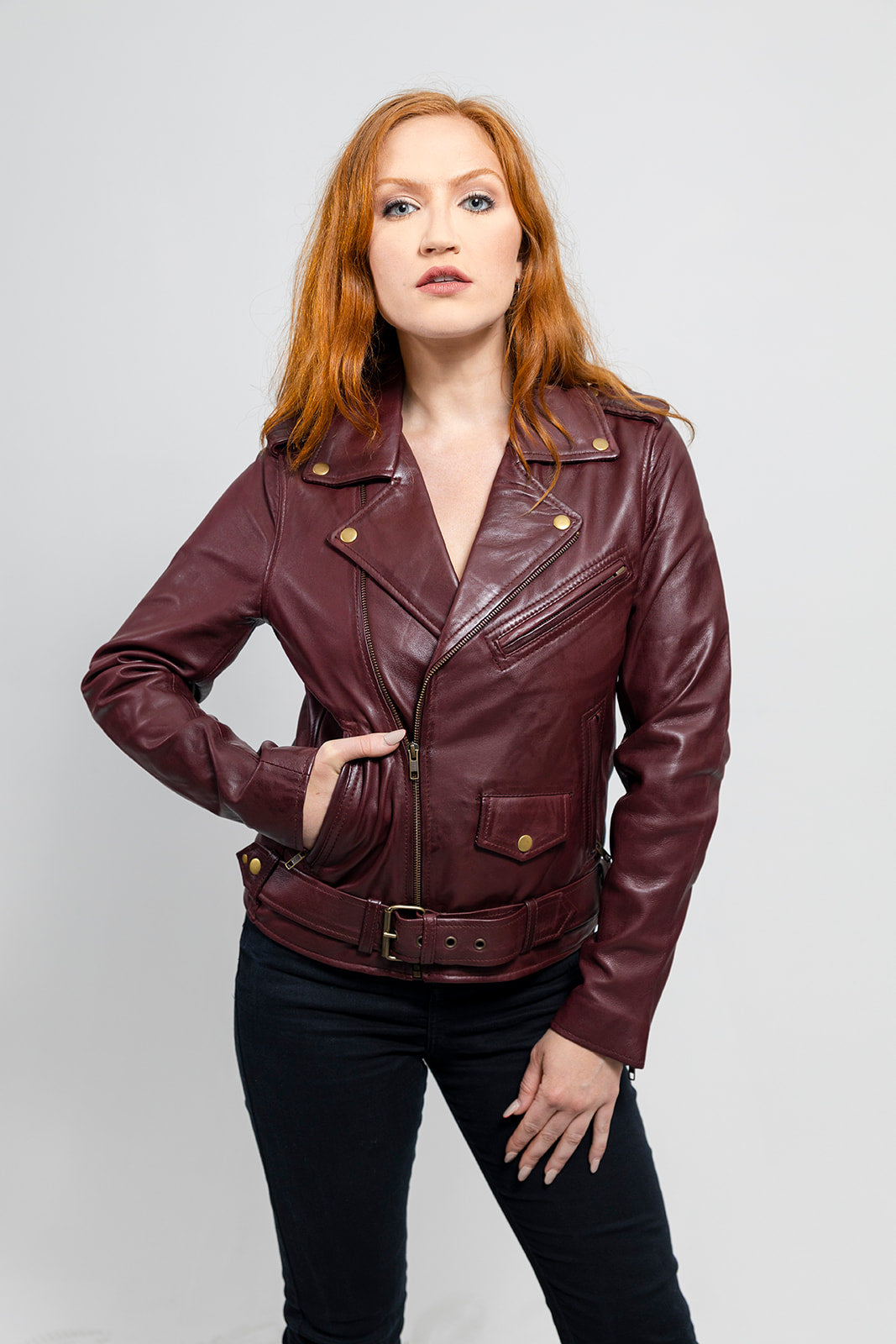 Rebel - Women's Fashion Lambskin Leather Jacket (Oxblood) Women's Fashion Leather Jacket Best Leather Ny