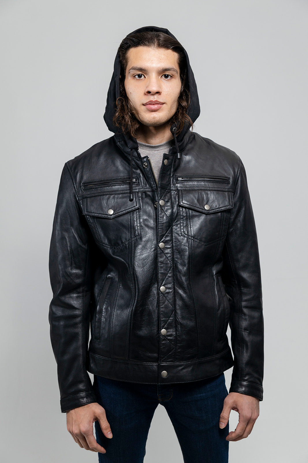 Axel - Men's Hooded Leather Jacket Men's Fashion Leather Jacket Best Leather Ny