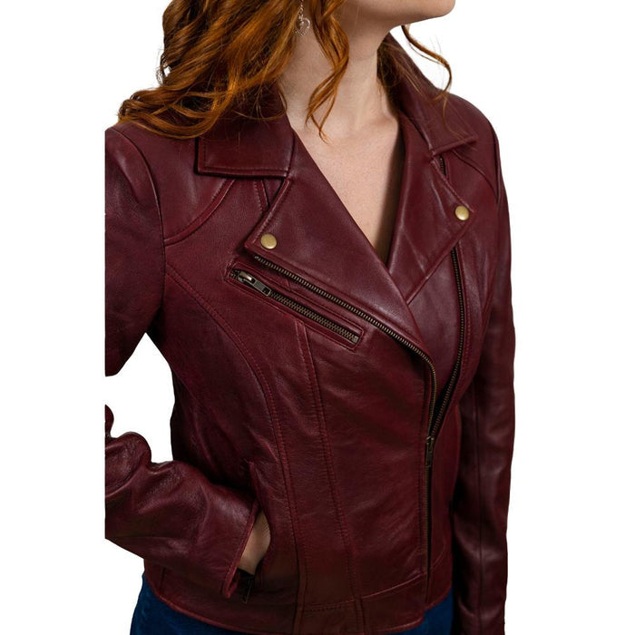 Betsy - Women's Fashion Lambskin Leather Jacket (Oxblood) Women's Fashion Leather Jacket Best Leather Ny
