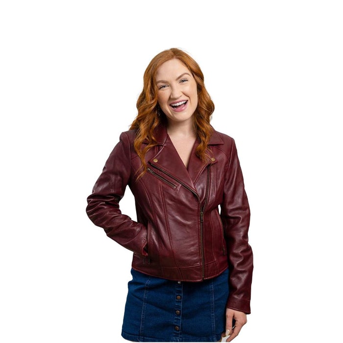 Betsy - Women's Fashion Lambskin Leather Jacket (Oxblood) Women's Fashion Leather Jacket Best Leather Ny