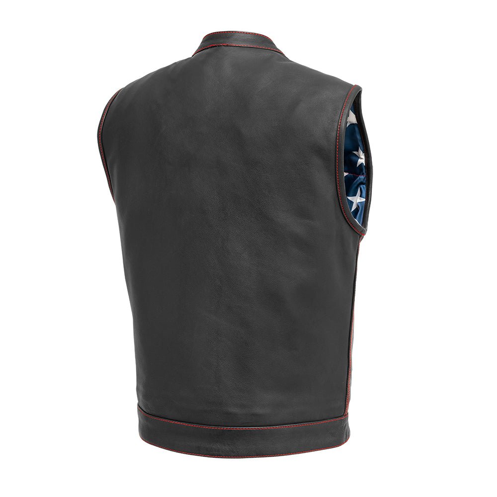 Born Free Men's Leather Motorcycle Leather Vest - Red Stitch Men's Leather Vest Best Leather Ny
