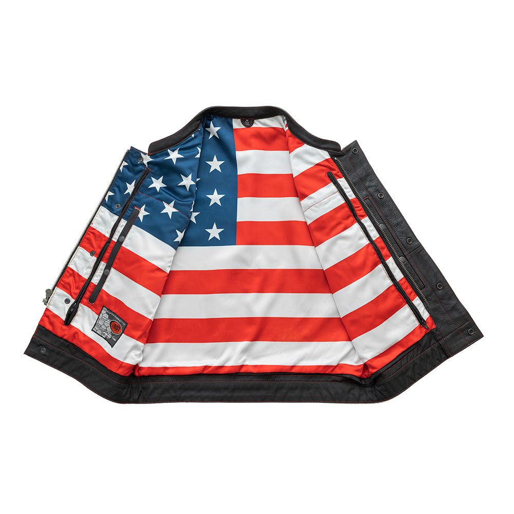 Born Free Men's Leather Motorcycle Leather Vest - Red Stitch Men's Leather Vest Best Leather Ny