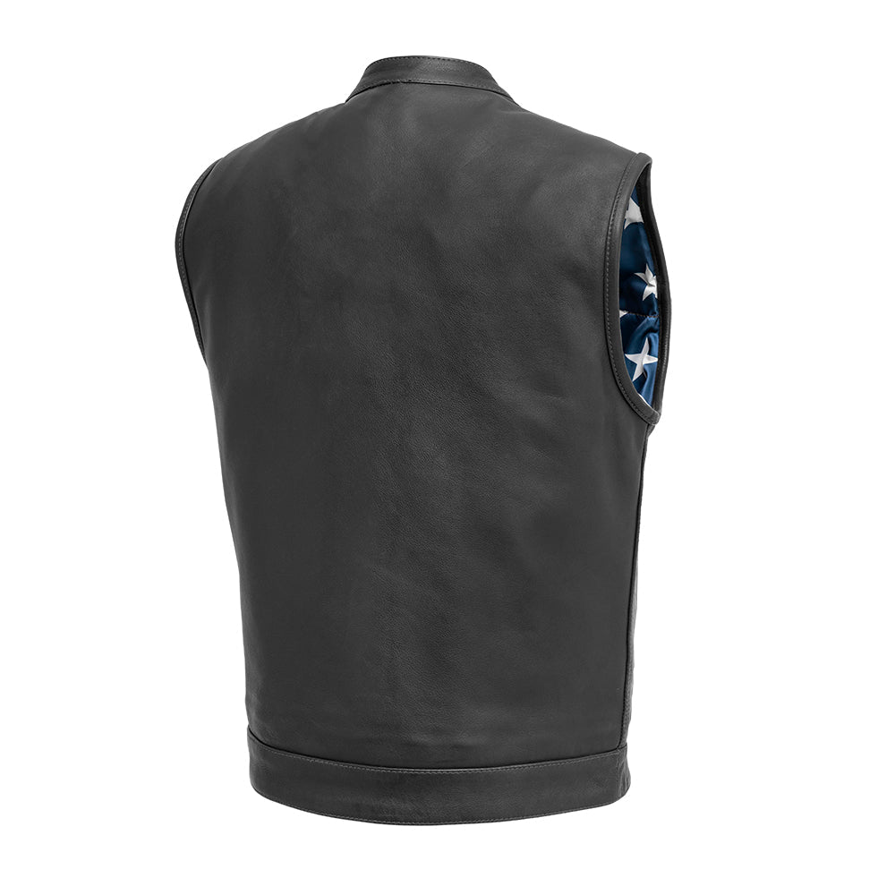 Born Free Men's Motorcycle Leather Vest - Black Stitch Men's Leather Vest Best Leather Ny