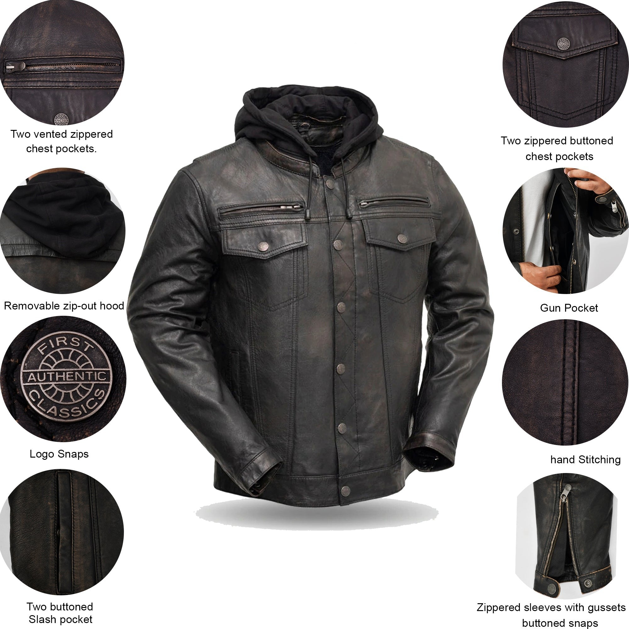 BROOKLYN Men's Leather Motorcycle Jacket Men's Motorcycle Jacket Best Leather Ny