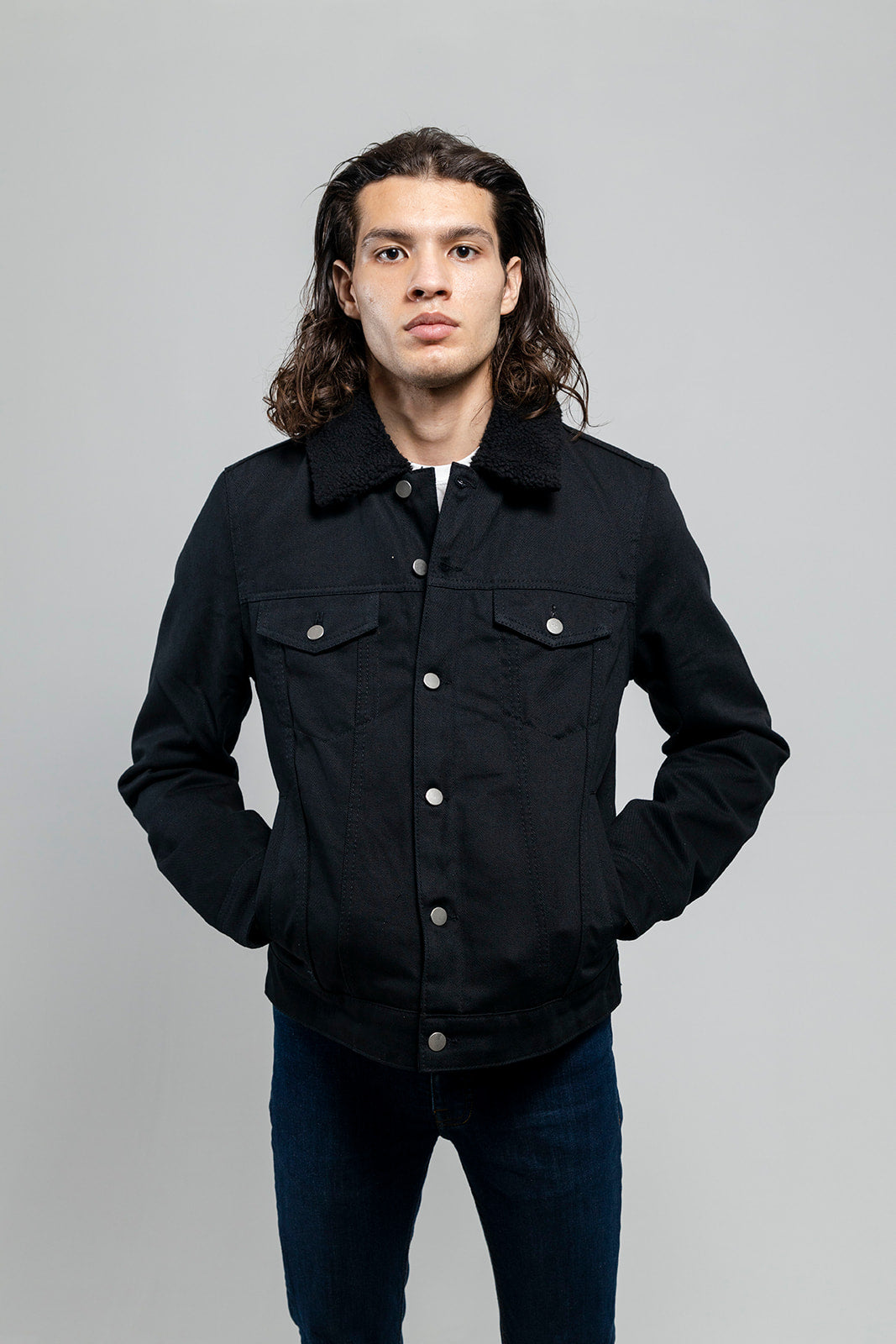 Cain - Men's Faux Shearling Twill Jacket Men's Vegan Jacket Best Leather Ny