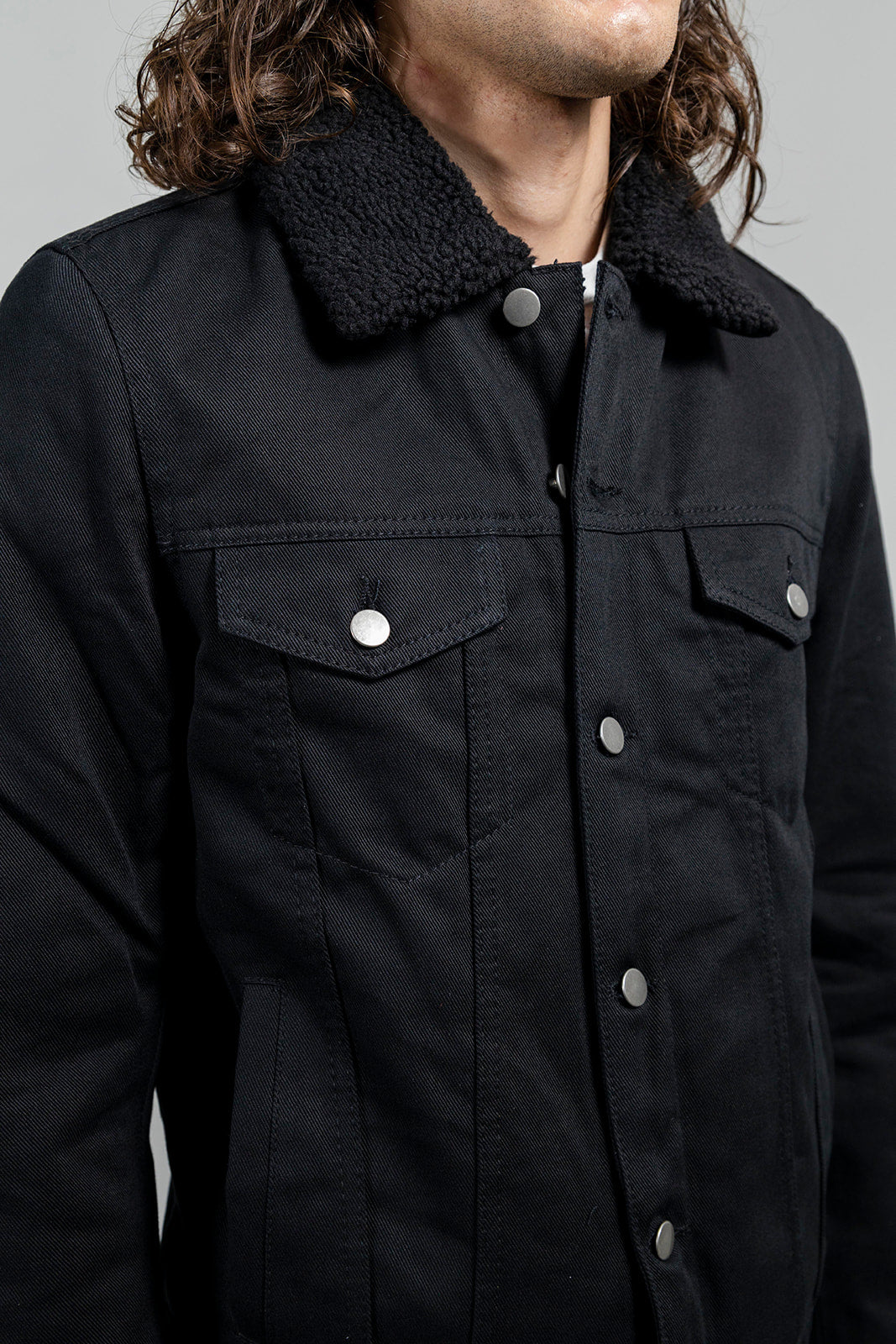 Cain - Men's Faux Shearling Twill Jacket Men's Vegan Jacket Best Leather Ny