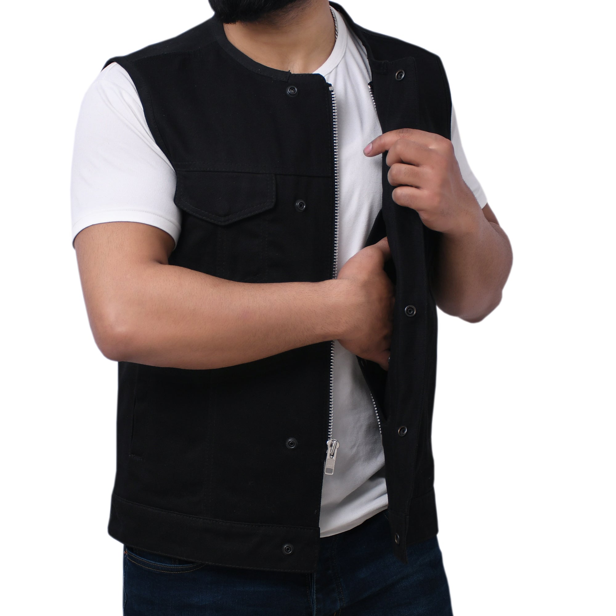 CAPTAIN - Motorcycle Twill Vest Men's Twill Vest Best Leather Ny