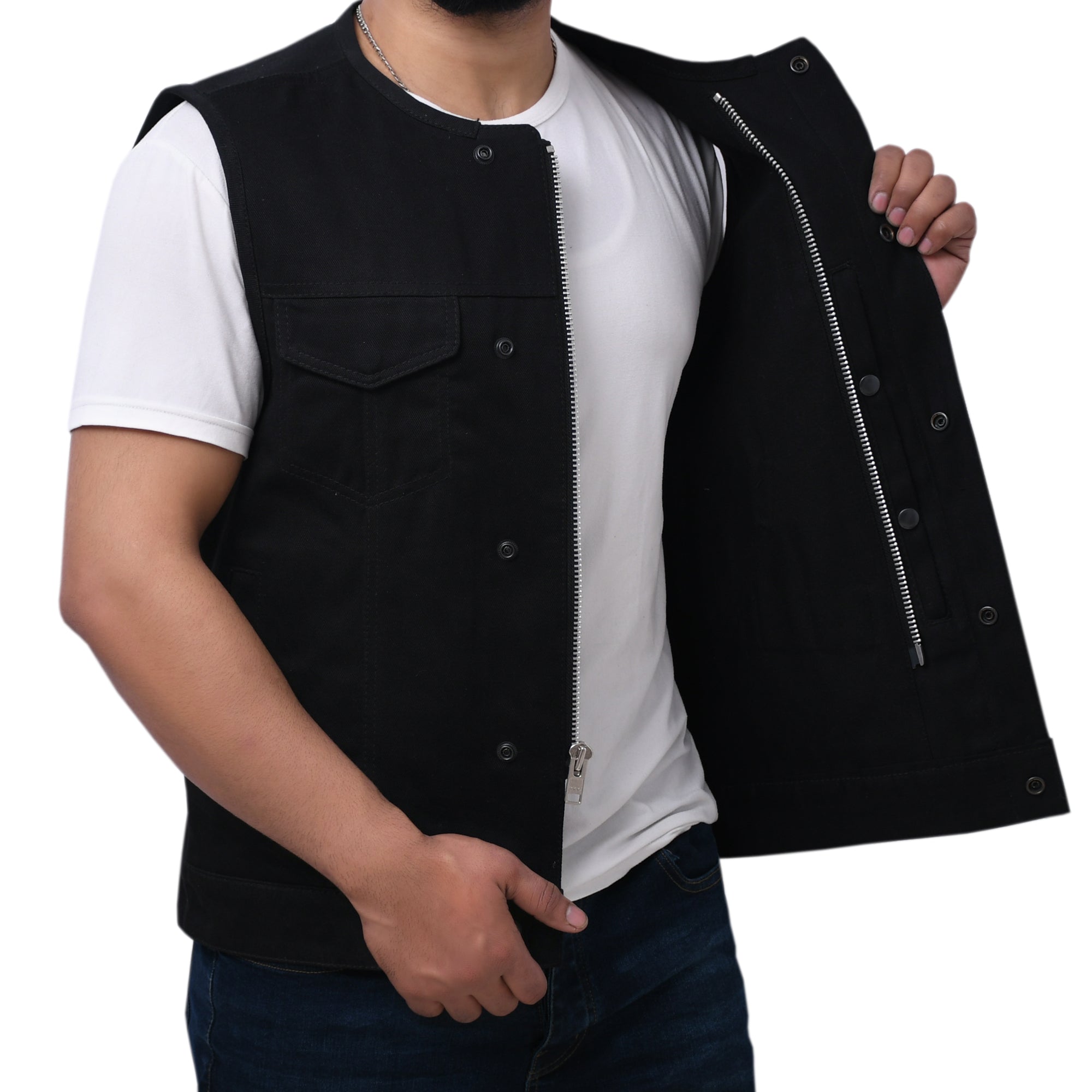 CAPTAIN - Motorcycle Twill Vest Men's Twill Vest Best Leather Ny