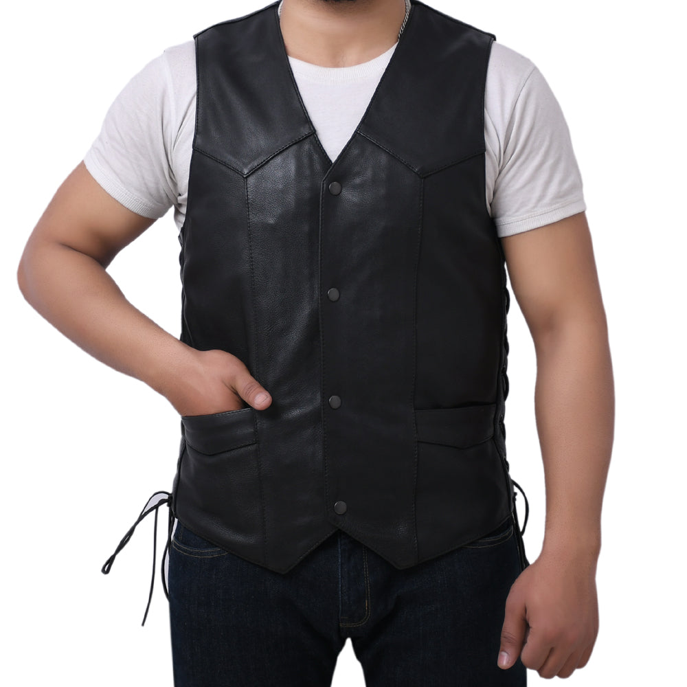 DELANEY - Motorcycle Leather Vest Men's Leather Vest Best Leather Ny