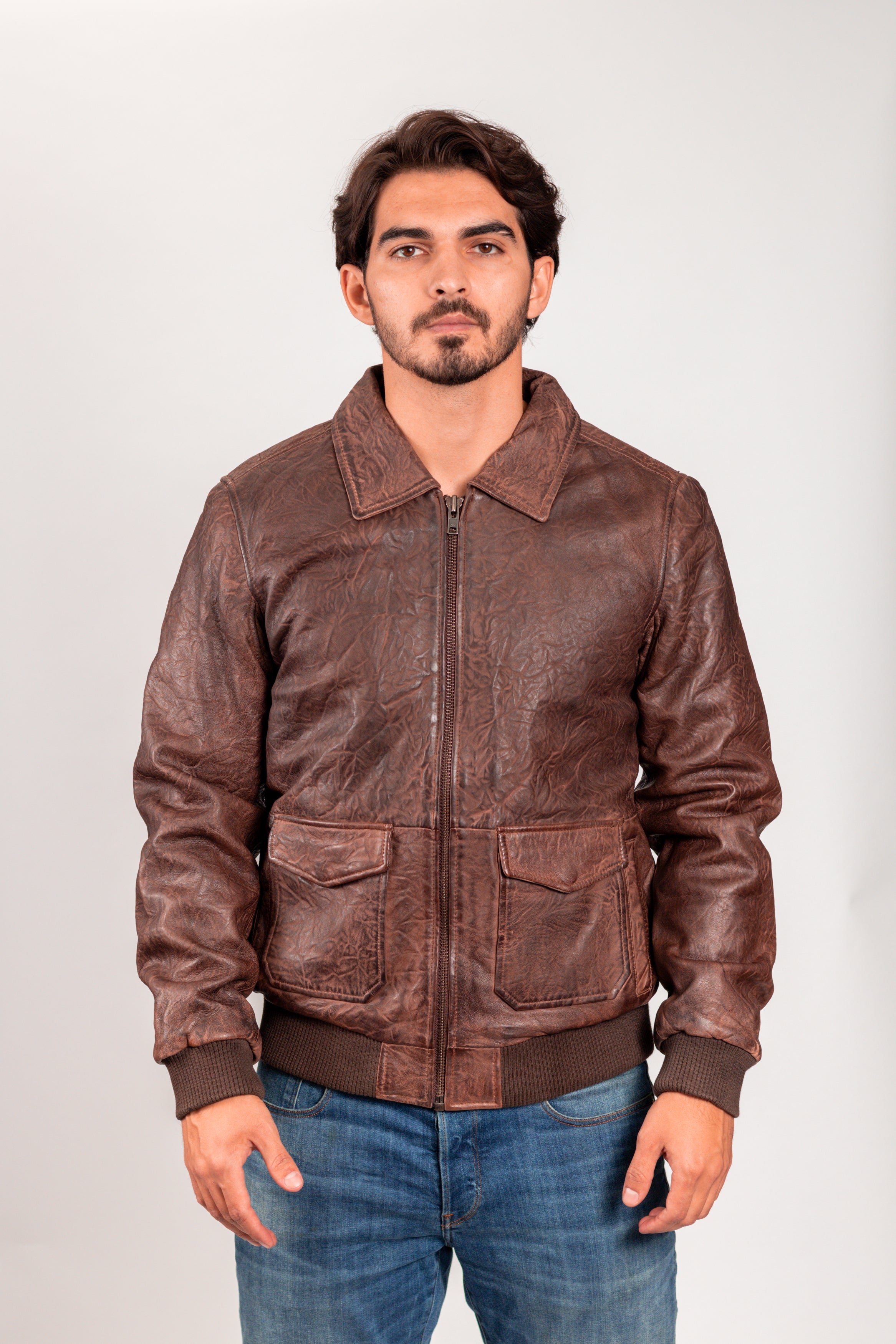 Duke - Men's Bomber Style Leather Jacket Men's Fashion Leather Jacket Best Leather Ny