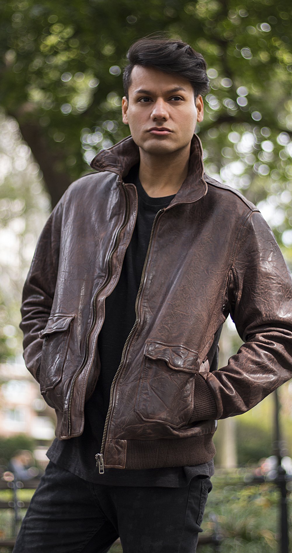 Duke - Men's Bomber Style Leather Jacket Jacket Best Leather Ny   