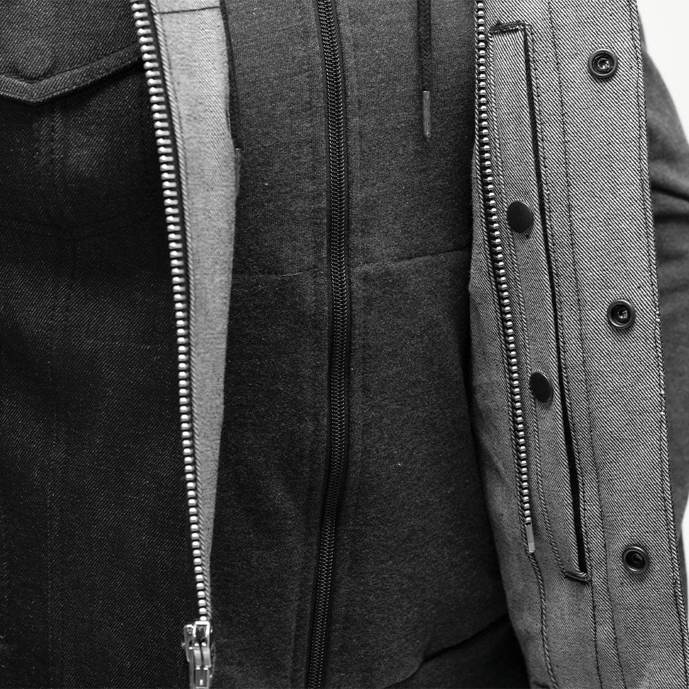 ALEX Motorcycle Denim Vest ( Removable Sweatshirt ) Women's Denim Vest Best Leather Ny