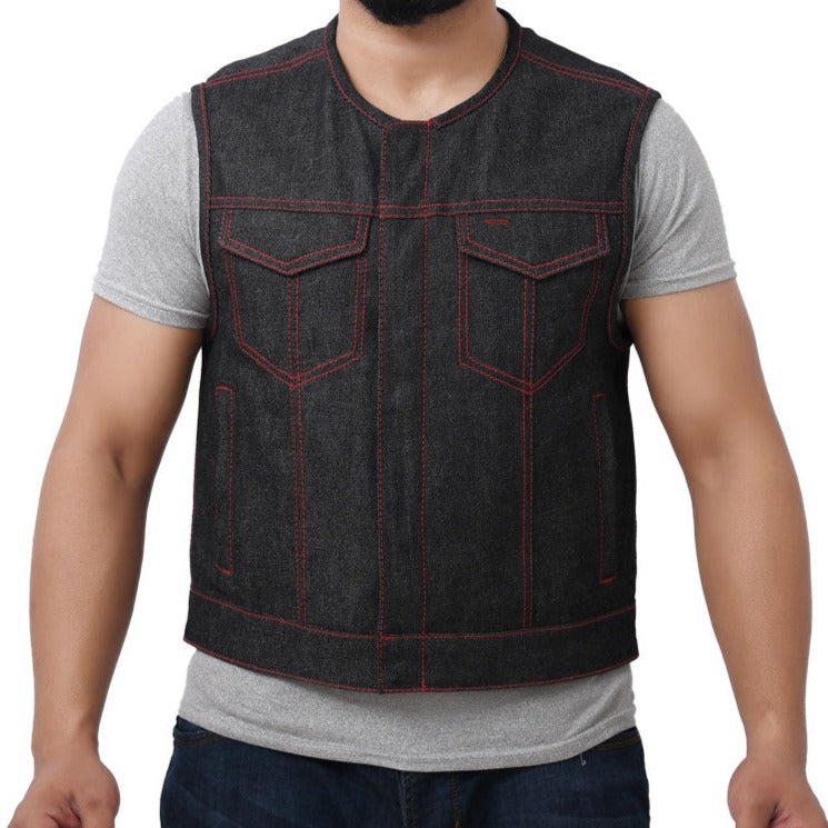 FELIX - Motorcycle Denim Vest Men's Denim Vest Best Leather Ny