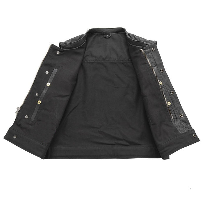 FINN - Motorcycle Leather/Twill Vest Men's Twill Vest Best Leather Ny