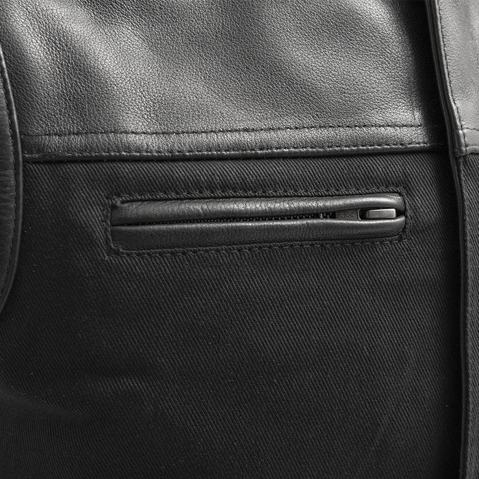 FINN - Motorcycle Leather/Twill Vest Men's Twill Vest Best Leather Ny