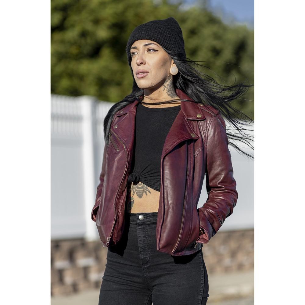 Harper - Women's Fashion Leather Jacket (Sangria) Women's Fashion Leather Jacket Best Leather Ny