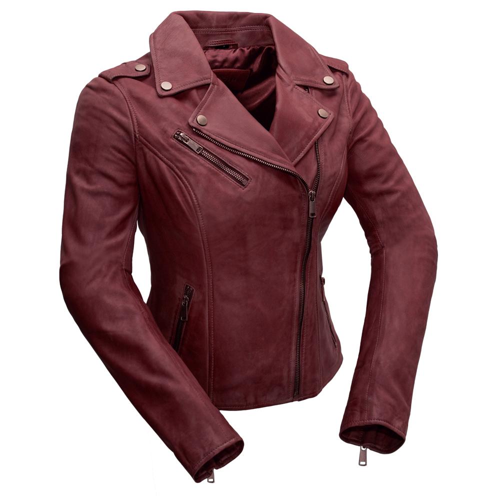 Harper - Women's Fashion Leather Jacket (Sangria) Women's Fashion Leather Jacket Best Leather Ny Sangria XS