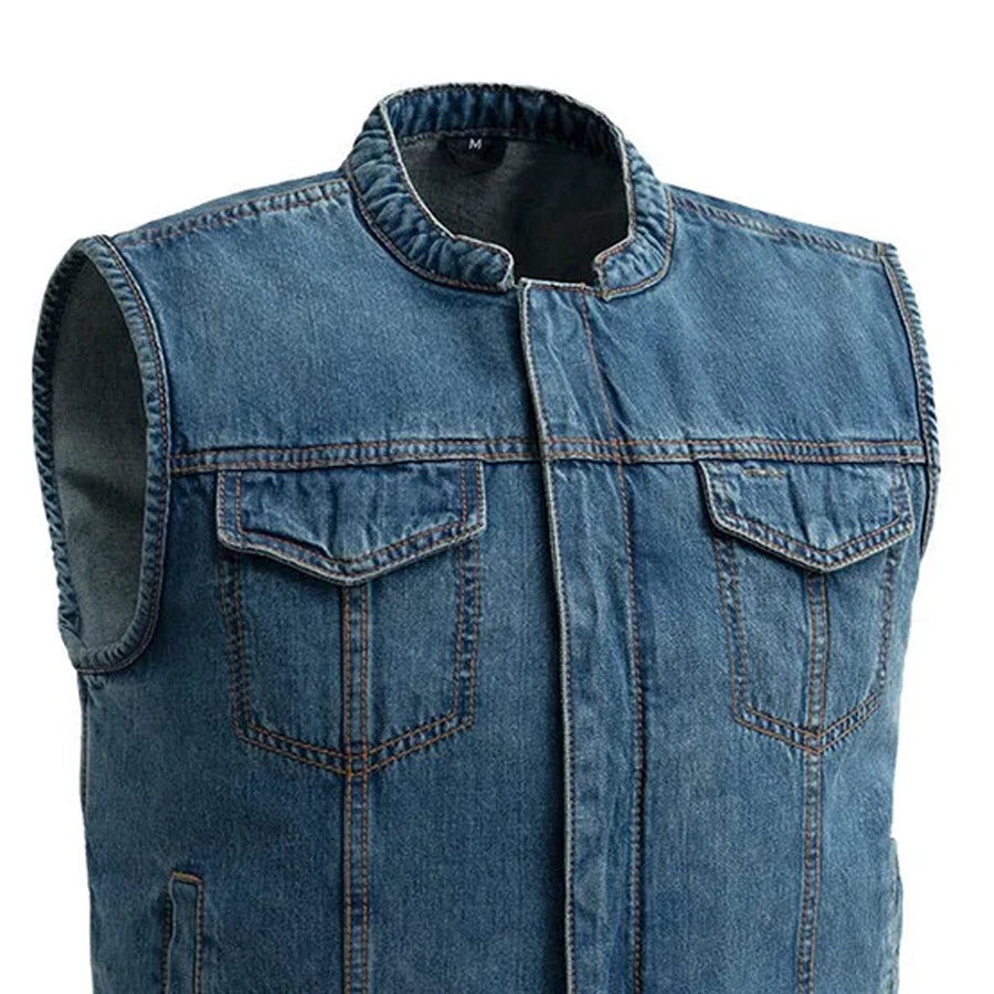 KINGS - Motorcycle Denim Vest Men's Denim Vest Best Leather Ny
