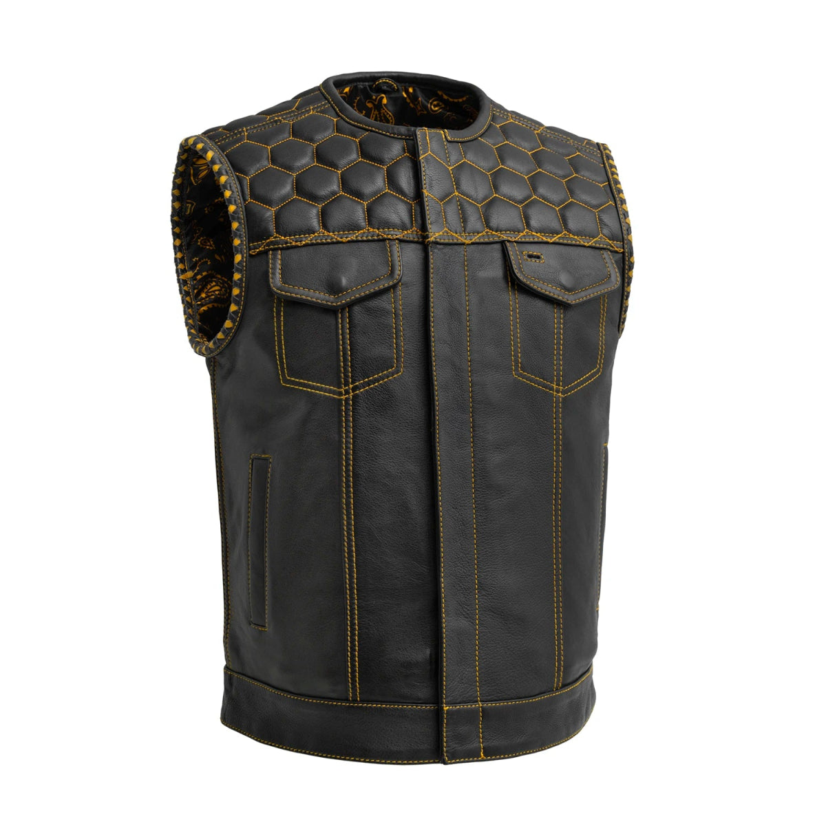 Summit Men's Club Style Leather Vest Men's Leather Vest Best Leather Ny Gold S